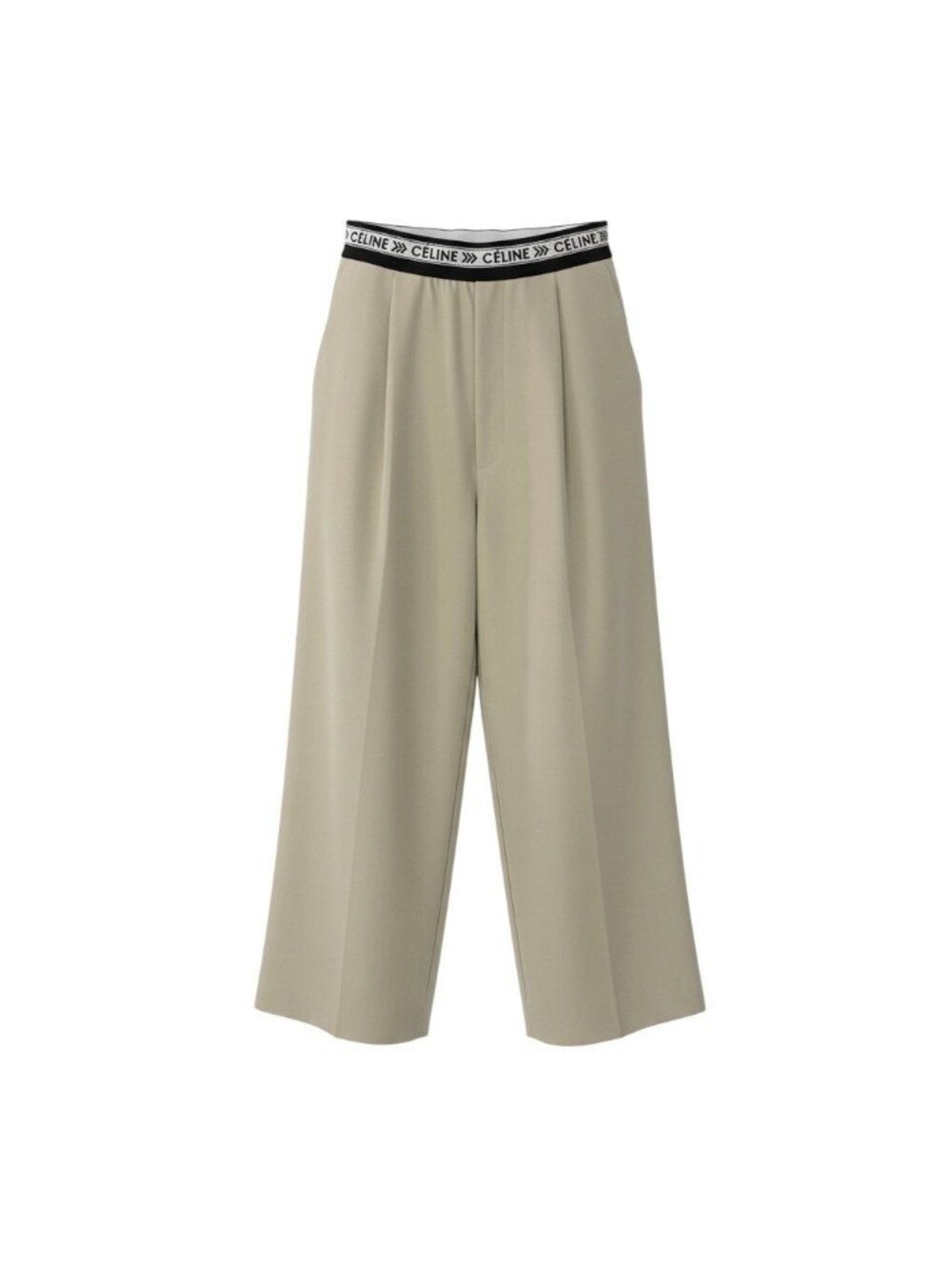 Celine E8 Logo Waist Pants Bottom Beige Cotton 36